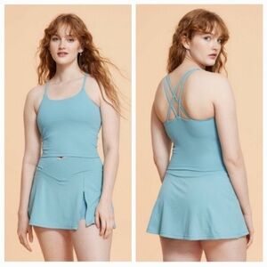 Blogilates Women's Strappy Cropped Tank Teal NWT